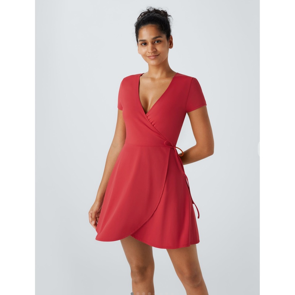 NEW Halara V-Neck Wrap Side Tie Red Dress Flowy XL X-Large SOLD OUT Airy NWT